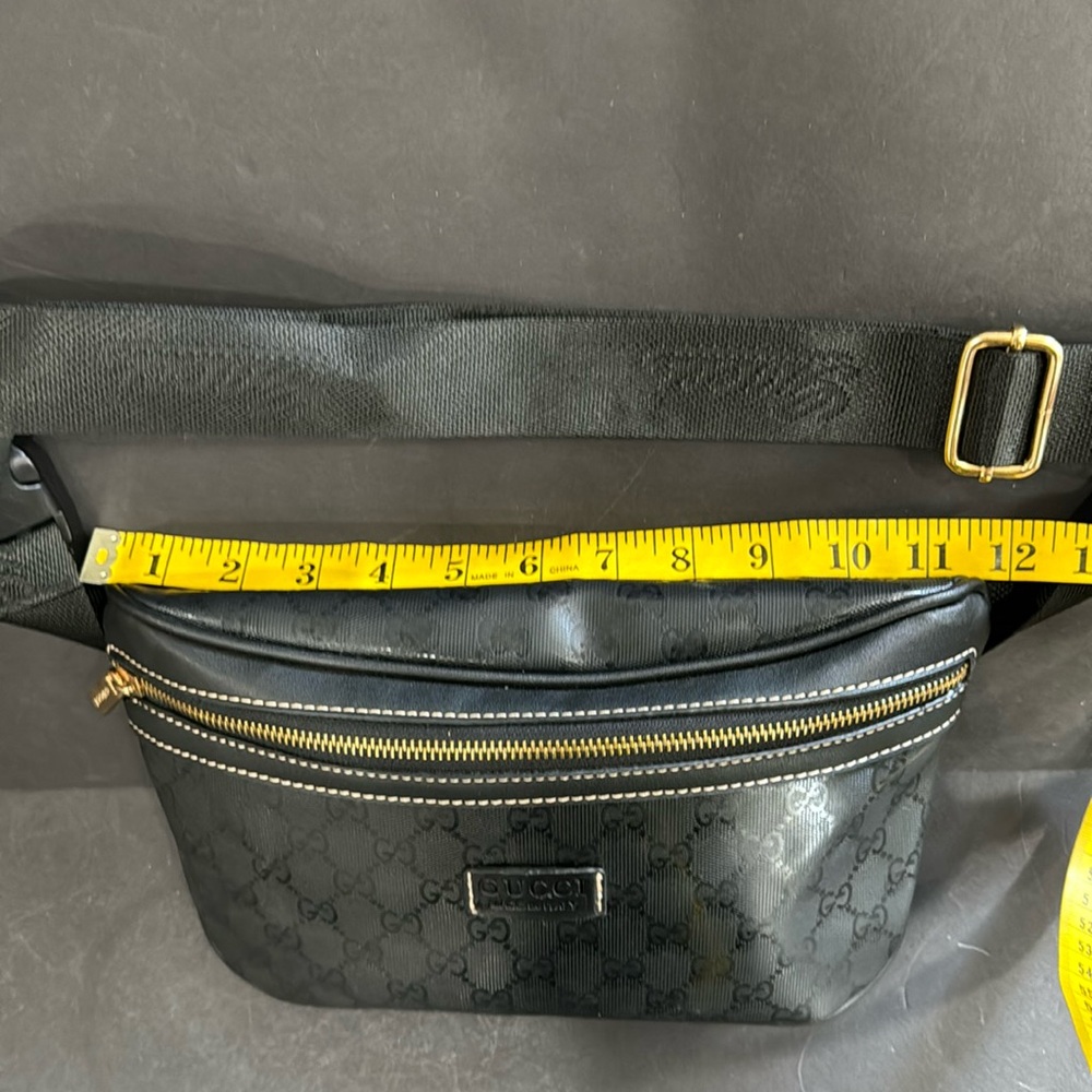 Gucci Black Monogram Belt Bag with Gold Hardware - Picture 10 of 16